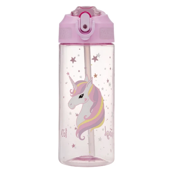 Tritanová fľaša so slamkou Rainbow Unicorn 500 ml