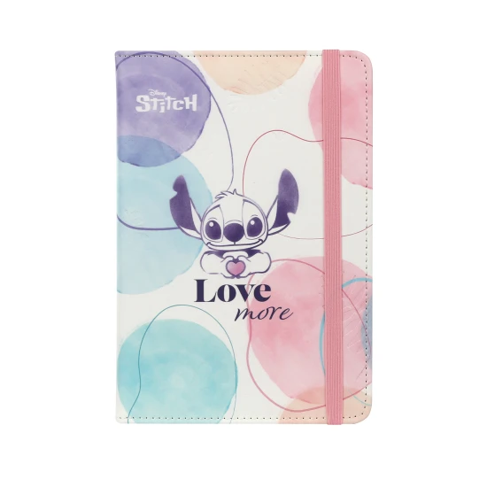 Zápisník A5 Stitch Pastel – elegantný zápisník s elastickou gumkou pre deti
