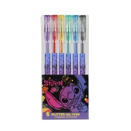 Gélové perá s trblietkami Stitch Black 6 ks
