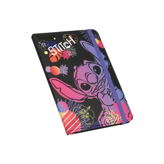 Zápisník A5 Stitch Black – elegantný zápisník s elastickou gumkou pre deti