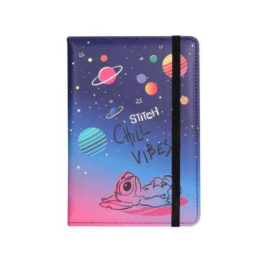 Zápisník Chill vibes A5 Stitch Black – elegantný zápisník s elastickou gumkou pre deti