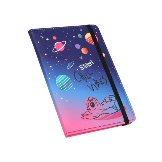 Zápisník Chill vibes A5 Stitch Black – elegantný zápisník s elastickou gumkou pre deti