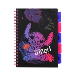 Zápisník špirálový B5 so záložkami Stitch Black