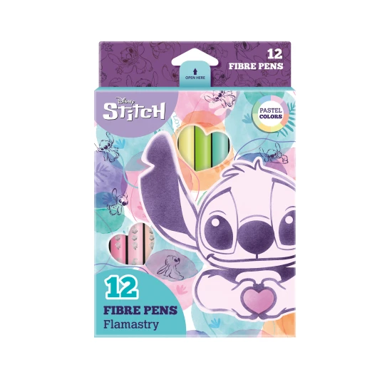 Sada 12 pastelových fixiek s motívom Disney postavičky Stitch – jemné farby vhodné na kreslenie či zvýrazňovanie