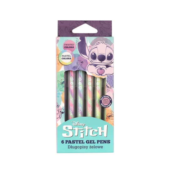 Gelové perá Stitch Pastel – sada 6 ks v jemných farbách s motívom Disney postavičky Stitch.