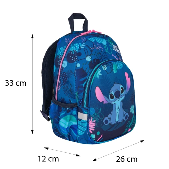 Detský batoh Toby Stitch Blue s polohovateľnými ramennými popruhmi a bezpečnostnou píšťalkou.