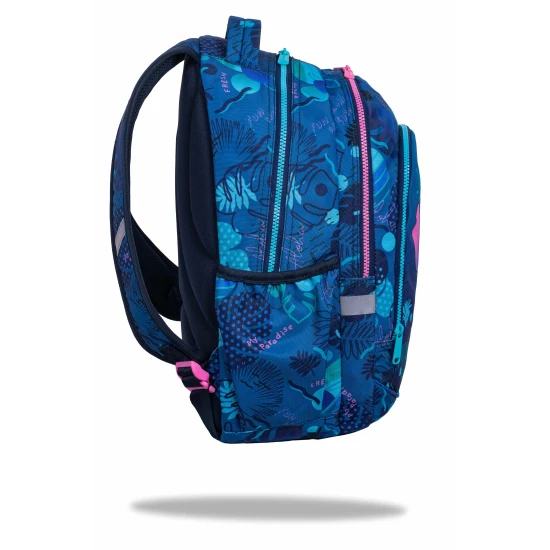 Školská taška Coolpack Prime Stitch Blue s dvoma priehradkami a polstrovanými ramennými popruhmi.