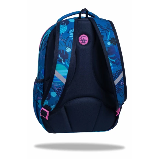 Školská taška Coolpack Prime Stitch Blue s dvoma priehradkami a polstrovanými ramennými popruhmi.