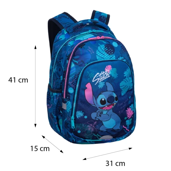 Školská taška Coolpack Prime Stitch Blue s dvoma priehradkami a polstrovanými ramennými popruhmi.