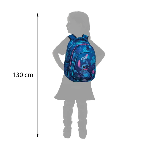 Školská taška Coolpack Prime Stitch Blue s dvoma priehradkami a polstrovanými ramennými popruhmi.