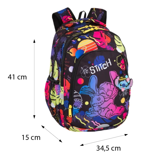Školská taška Coolpack Prime Stitch Black s dvoma priehradkami a polstrovanými ramennými popruhmi.