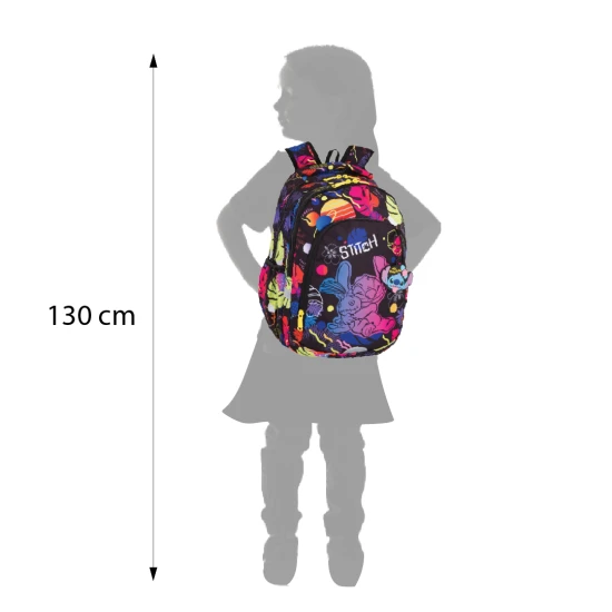 Školská taška Coolpack Prime Stitch Black s dvoma priehradkami a polstrovanými ramennými popruhmi.