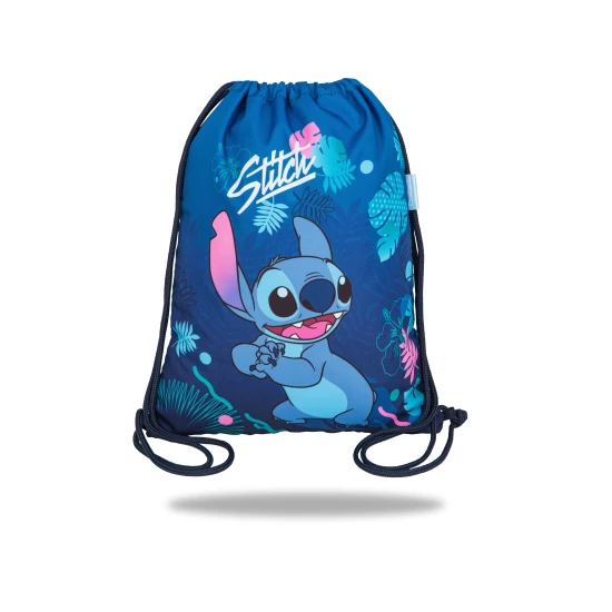 Športový vak Stitch Blue s ilustráciou Stitcha, pastelové farby a dvojité šnúrky na nosenie