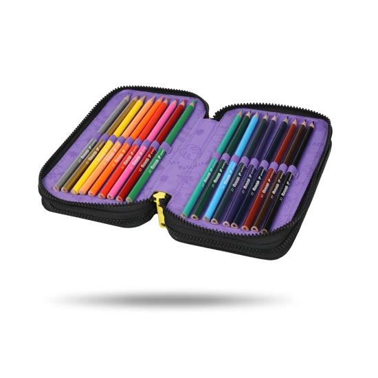 Trojposchodový školský peračník s motívom Stitcha v pastelových farbách s kompletným vybavením pre deti