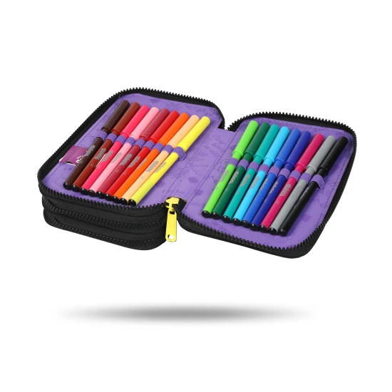 Trojposchodový školský peračník s motívom Stitcha v pastelových farbách s kompletným vybavením pre deti