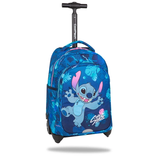 Školská taška Jack na kolieskach Stitch Blue s dvoma priestrannými komorami a reflexnými prvkami pre detskú bezpečnosť.