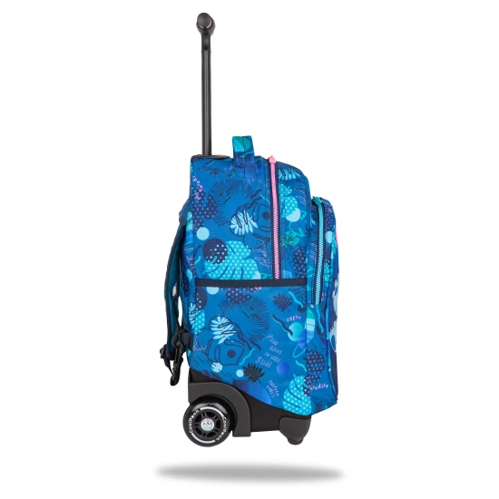 Školská taška Jack na kolieskach Stitch Blue s dvoma priestrannými komorami a reflexnými prvkami pre detskú bezpečnosť.