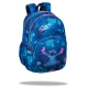 Školská taška Rider 43 cm Stitch Blue s priestrannými komorami, vreckom na notebook a vreckom na fľašu na pitie.