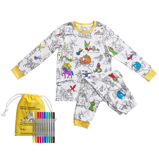 Detské pyžamo na vyfarbovanie Fairytales & Legends s fixkami eatsleepdoodle