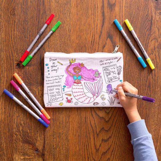 Peračník Mermaid na vyfarbovanie s fixkami eatsleepdoodle