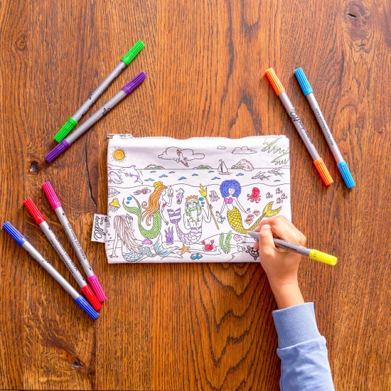 Peračník Mermaid na vyfarbovanie s fixkami eatsleepdoodle