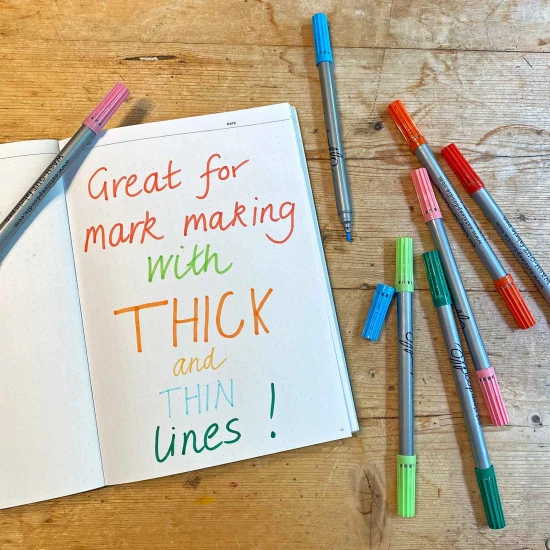 Vyprateľné fixky s dvojitým hrotom – jemné pastelové odtiene