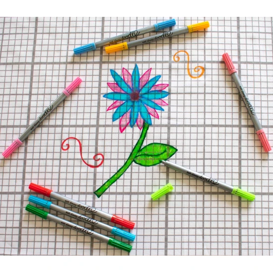 Vyprateľné fixky s dvojitým hrotom – jemné pastelové odtiene