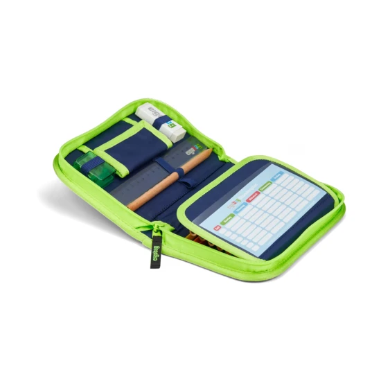 Peračník Ergobag Fluo race 20-dielny set s pastelkami, ceruzkami, strúhadlom a pravítkom pre deti