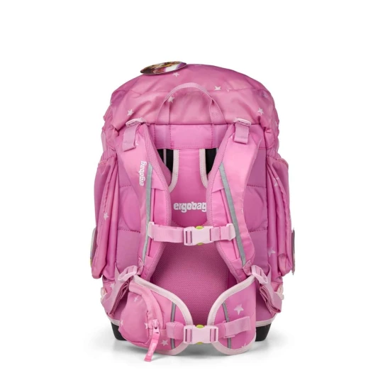 Školská taška Ergobag Magic ružová pre malých školákov, ergonomický dizajn s vylepšenými funkciami a ekologickým materiálom, ideálna pre 1. stupeň ZŠ.
