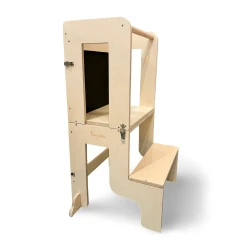 Montessori Učiaca vežička 3 v 1 Prírodná s magnetickou tabuľou