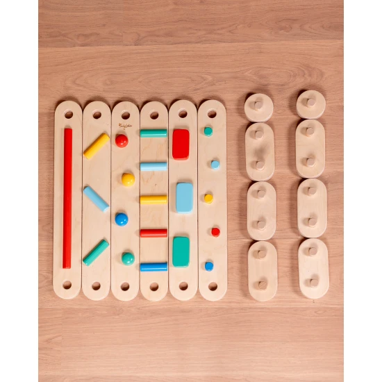 Montessori Senzorická balančná dráha z dreva 14 dielov – Family Nation FN-MONT-BAL-1