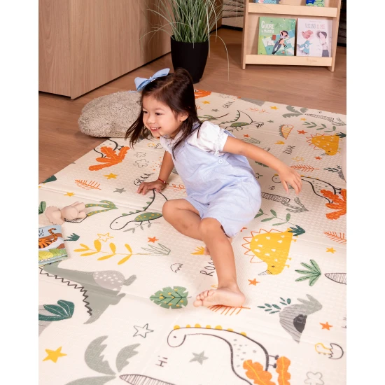 Montessori Skladacia hracia podložka 2 v 1 Dino Friends 180 x 150 cm – Family Nation FN-MONT-TAPF-DI