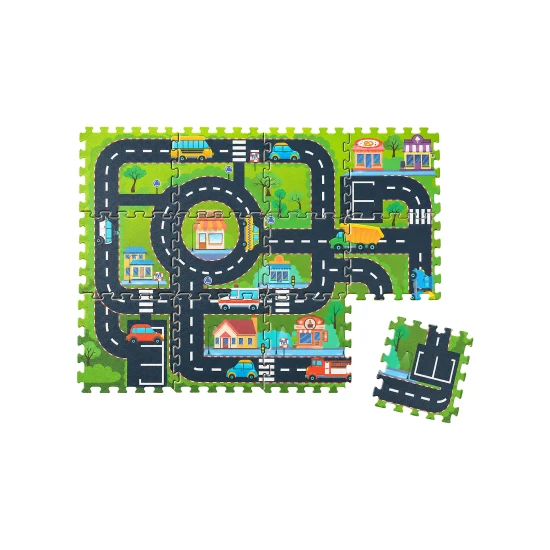 Montessori Puzzle hracia podložka City 12 dielov – Family Nation FN-MONT-TAPP-30X12-ROAD
