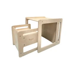 Montessori Set stolík a stolička Prírodný z brezového dreva