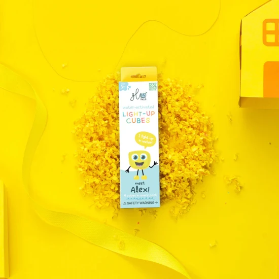 Glo Pals Senzorické svietiace kocky Alex svietiace kocky do vane pre deti, rozžiarené vo vode.