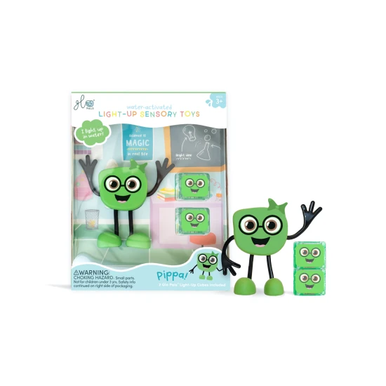 Glo Pals Sada Figúrka Pippa a 2 senzorické kocky do vody  – svietiaca hračka do vane pre deti.