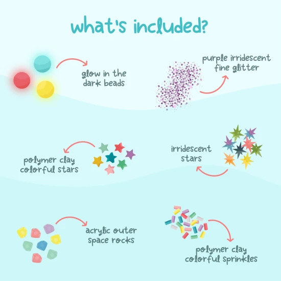 Doplnky do senzorickej fľaše Space – rozvíjajte kreativitu a motoriku