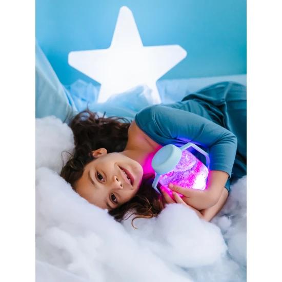 Glo Pals Senzorická fľaša Frosty blue: svietiaca hračka pre deti s modrým dizajnom.