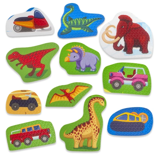 Vytvorte si fantastické puzzle safari s odnímateľnými dinosaurami.