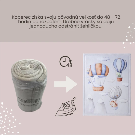 Detský koberec Dinosaur Balloons pre bezpečné a pohodlné hranie.