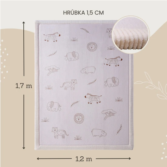 Detský koberec Safari Animals pre bezpečné a pohodlné hranie.