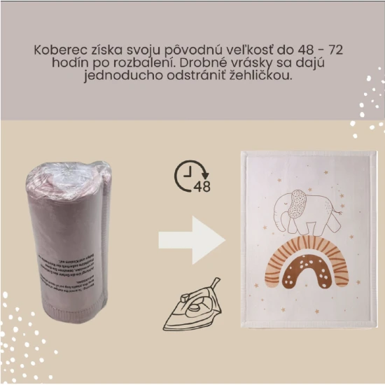 Detský koberec Rainbow Elephant pre bezpečné a pohodlné hranie.