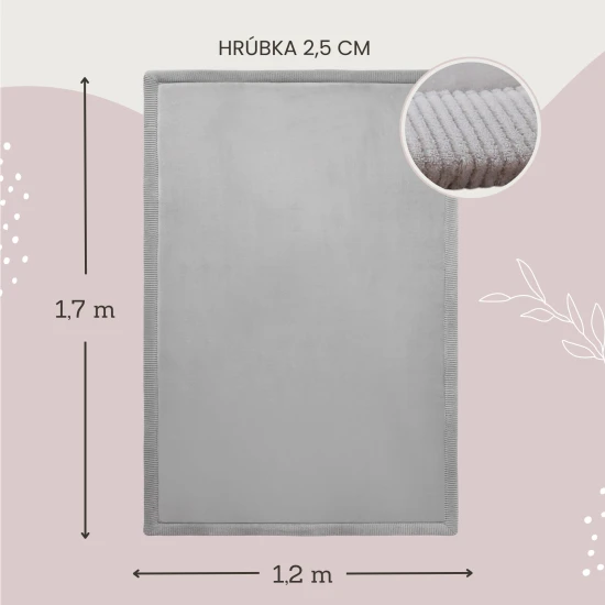 Detský koberec Light Grey pre bezpečné a pohodlné hranie.