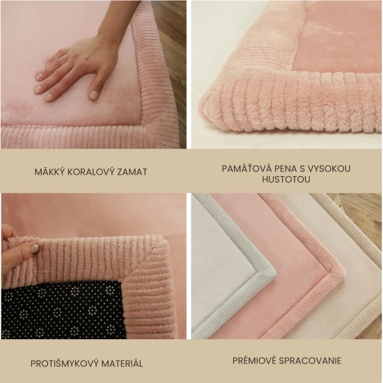 Detský koberec v ružovej farbe pre bezpečné a pohodlné hranie.