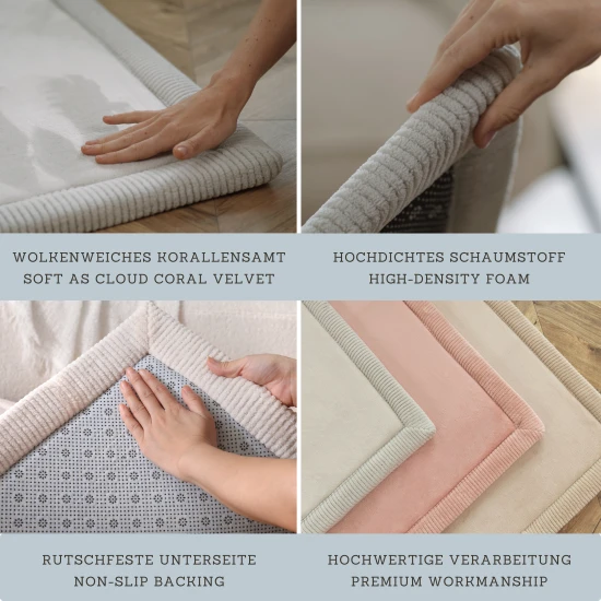 Detský koberec v modeej farbe pre bezpečné a pohodlné hranie.