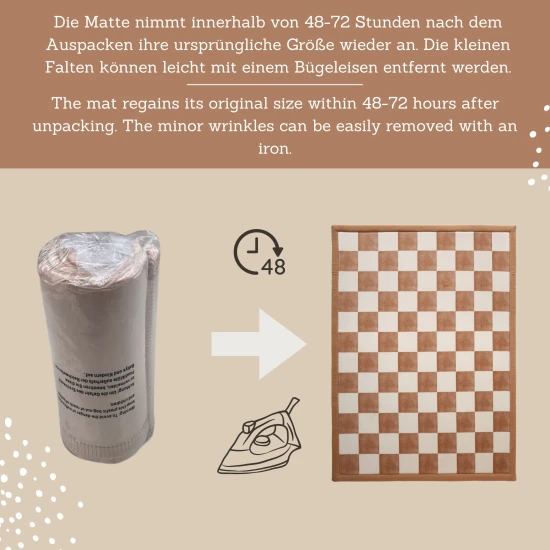 Detský koberec Squares pre bezpečné a pohodlné hranie.