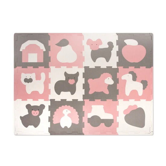 Hracia podložka Puzzle Farma – detská penová podložka s puzzle zvieratkami a okrajovými dielmi pre bezpečnú a kreatívnu hru.