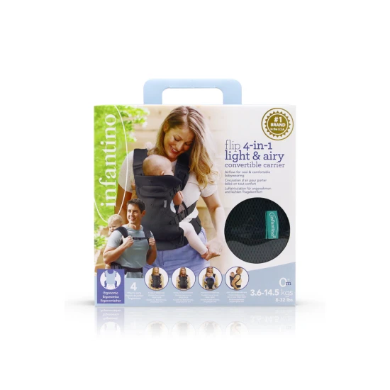 Infantino Nosič Flip 4v1 Light & Airy Convertible Dark Grey