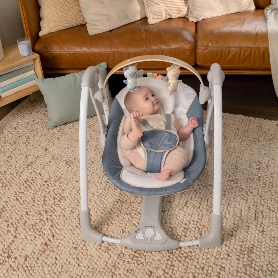 Hojdačka konvertibilná s melódiou Swing 'n Go Chambray 0m+ do 9kg Ingenuity 16925-1