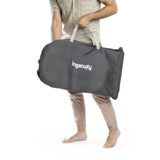 Lehátko masážne vibrujúce s melódiou Happy Belly™ Rock-to-Bounce Chambray 0m+ do 9kg Ingenuity 16854-2
